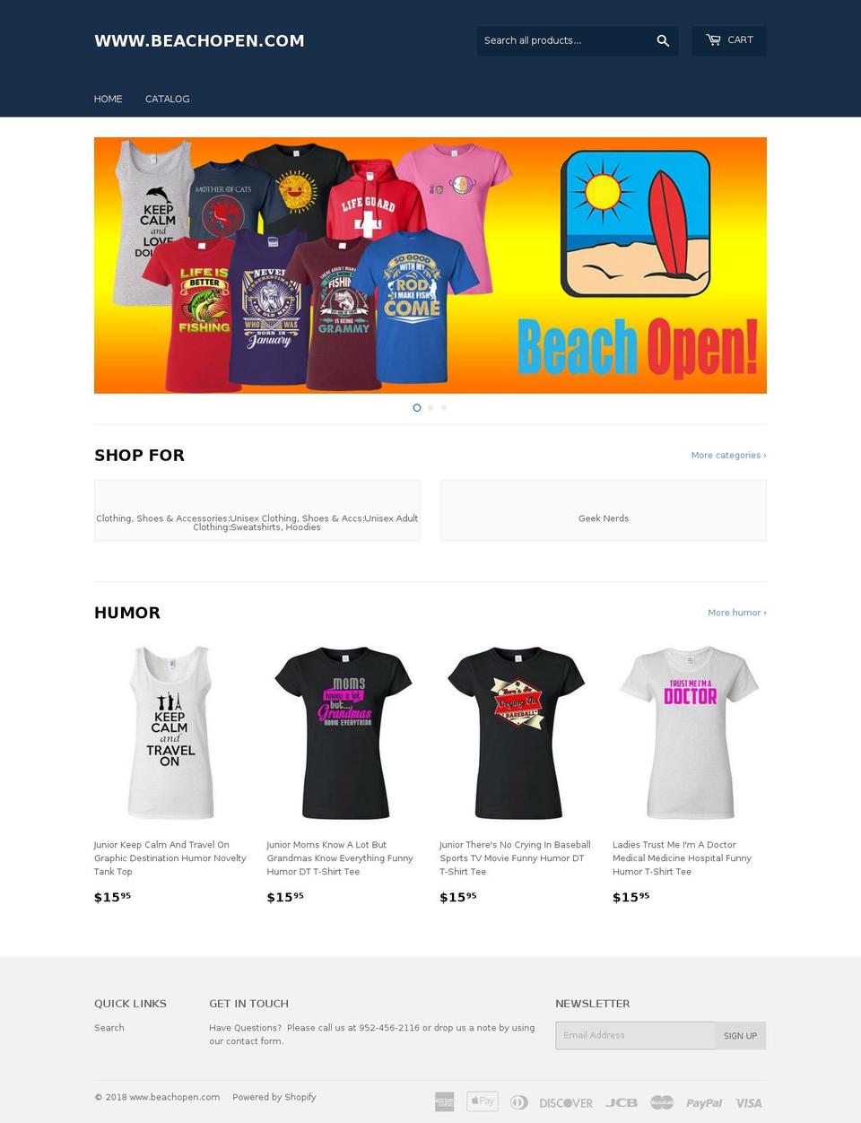 beachopen.com shopify website screenshot