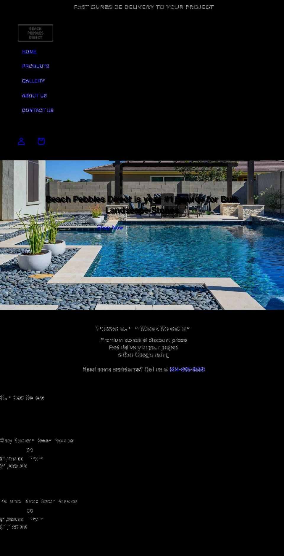 beachpebblesdirect.com shopify website screenshot