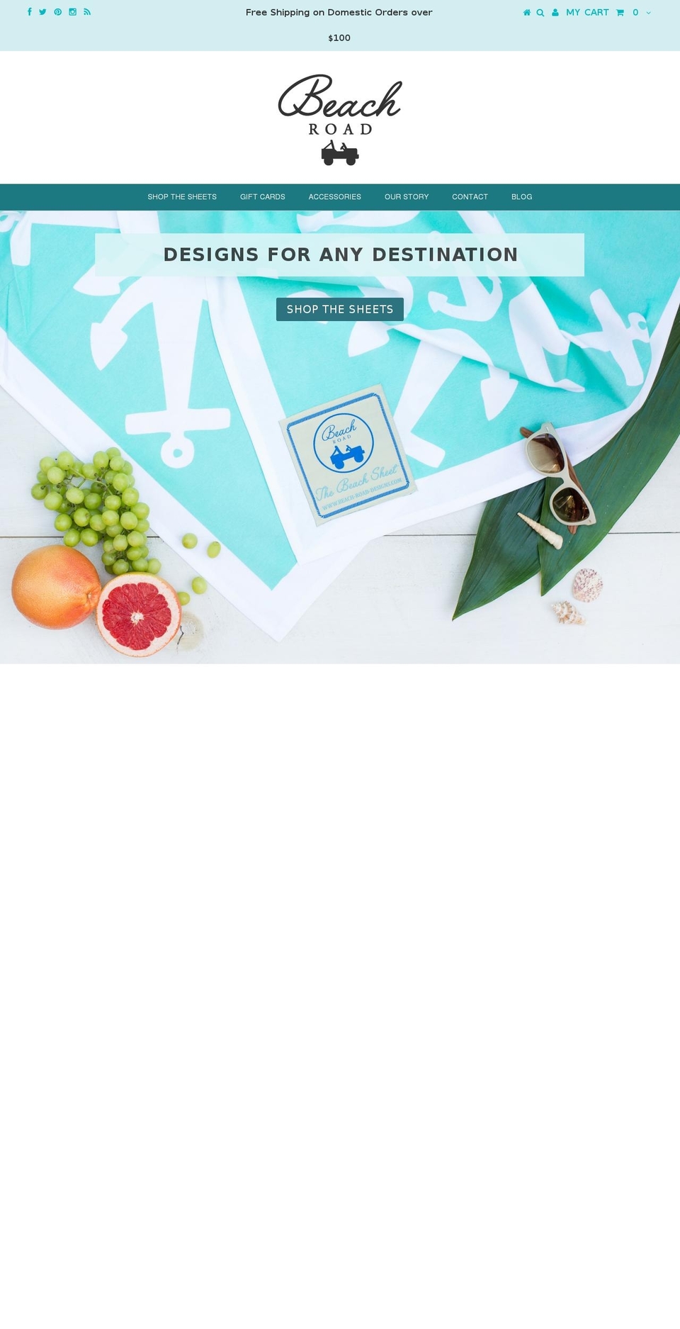 beachsheets.com shopify website screenshot