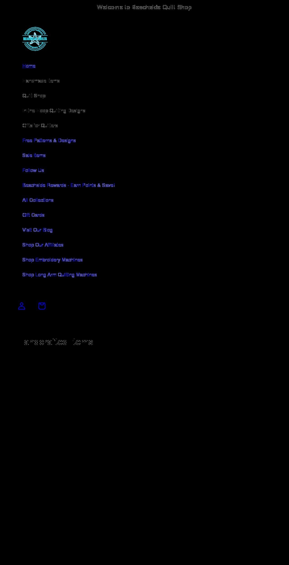 beachsidequiltshop.com shopify website screenshot