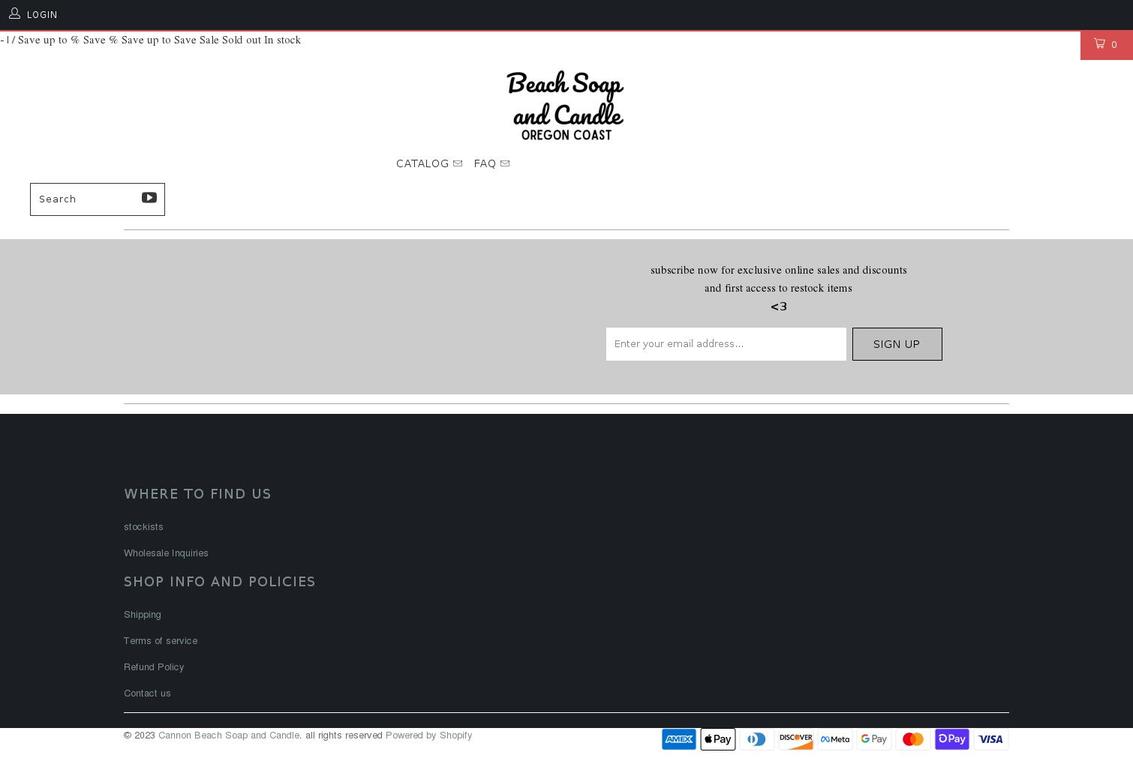 beachsoapandcandle.com shopify website screenshot