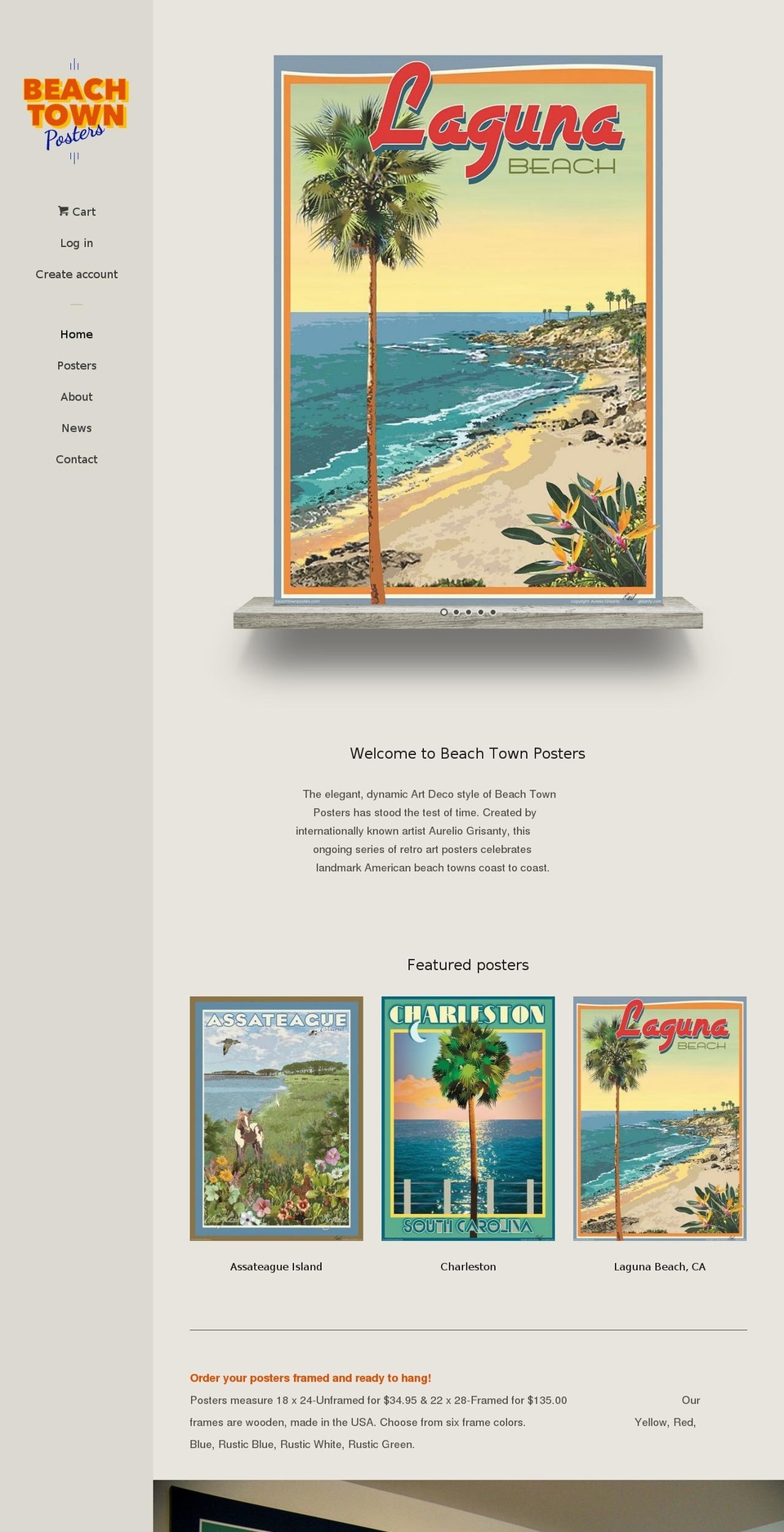 beachtownposters.com shopify website screenshot