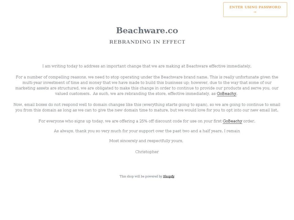 beachware.co shopify website screenshot