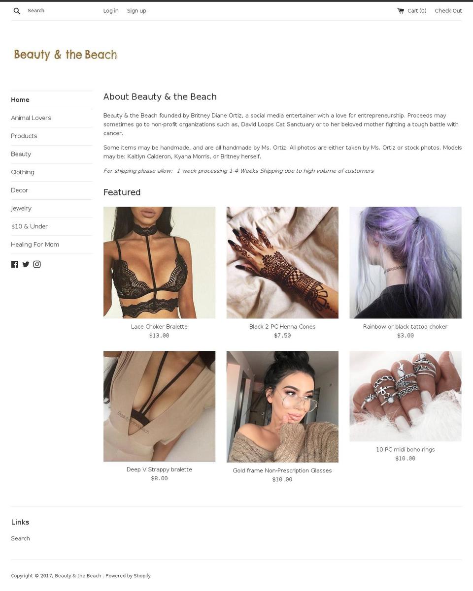 beachybeauty.com shopify website screenshot