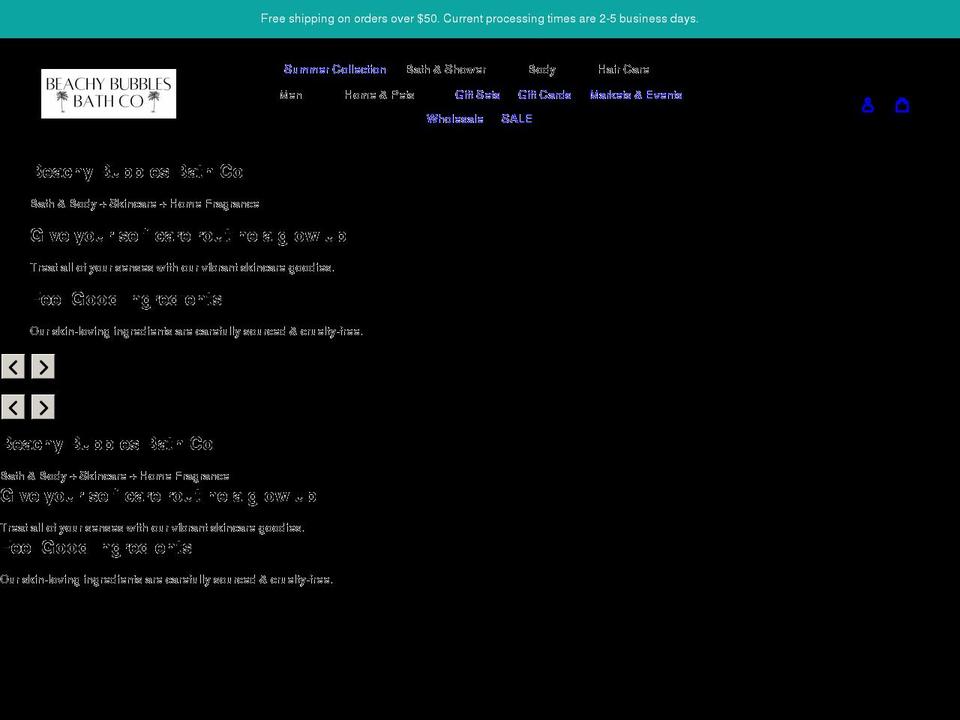 beachybubbles.com shopify website screenshot
