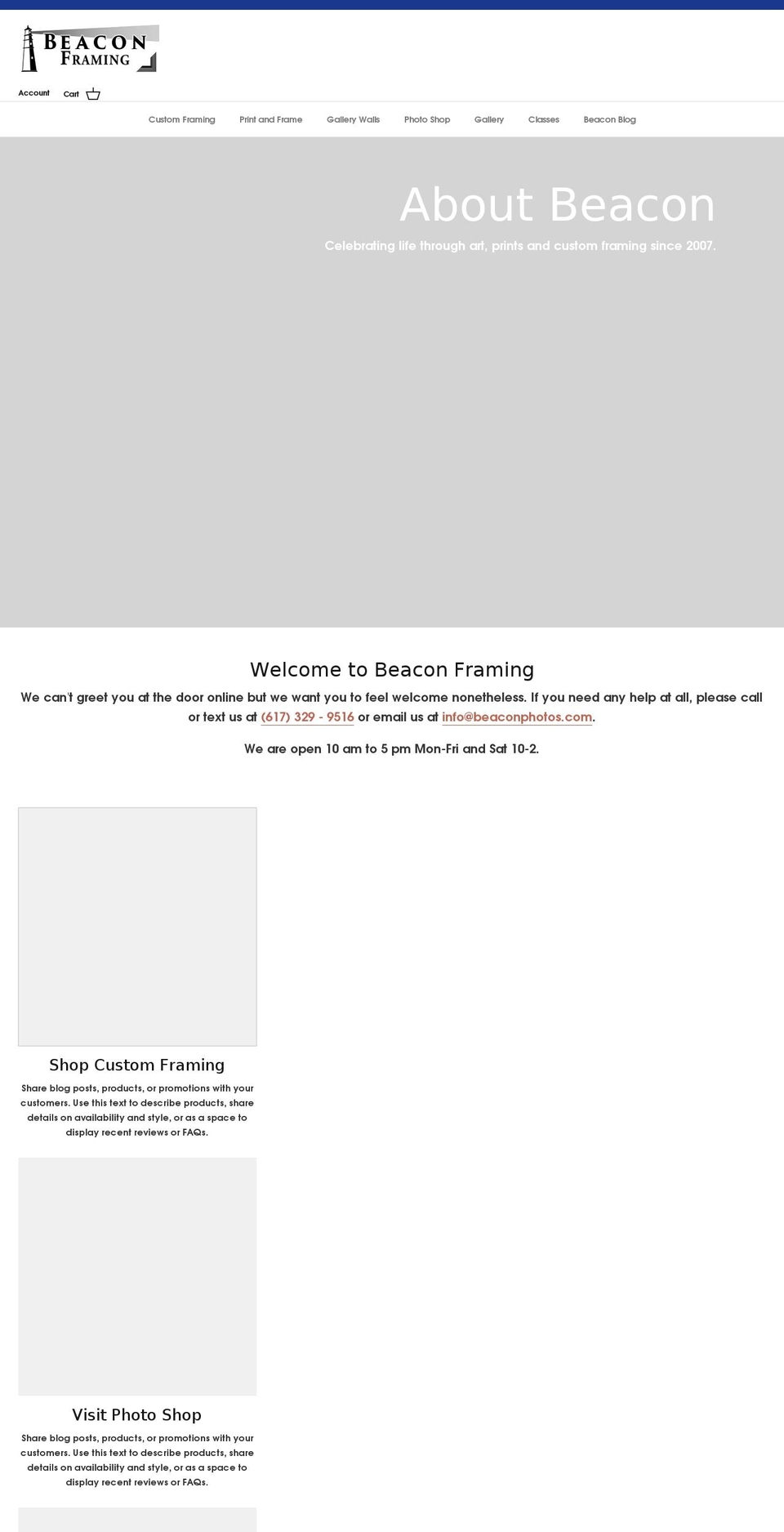 beaconframing.com shopify website screenshot