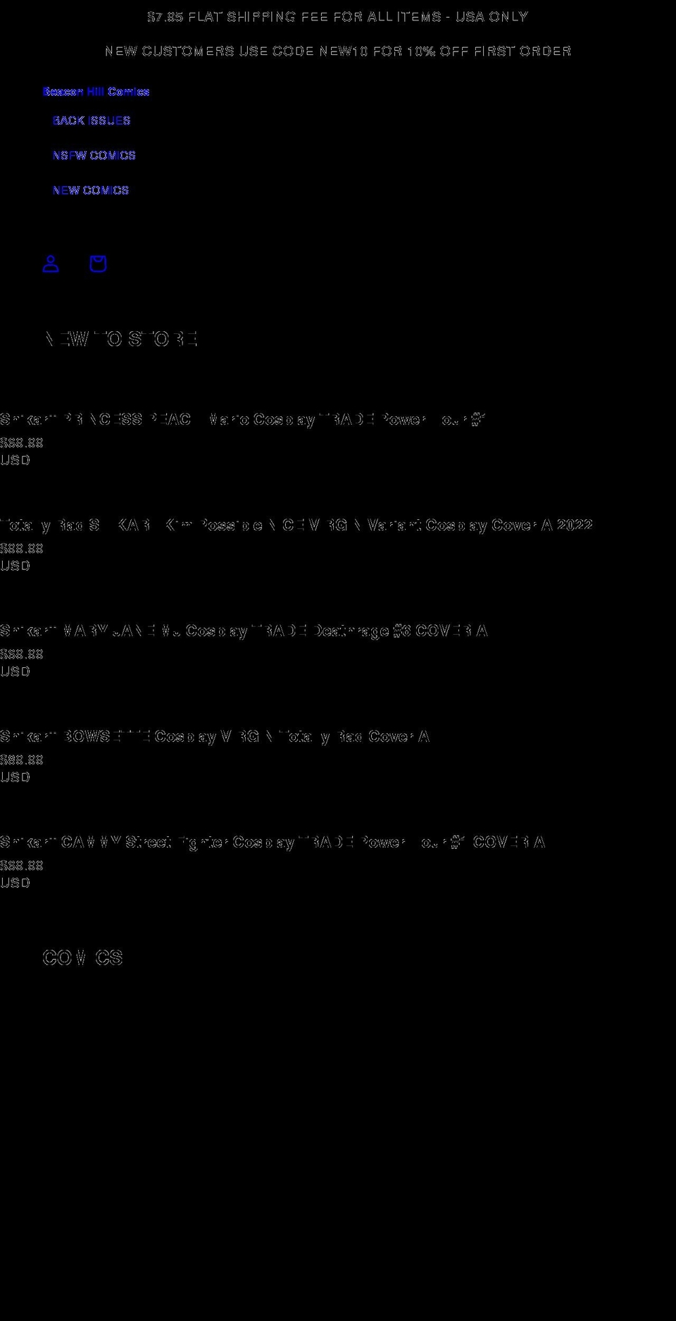 beaconhillcomics.com shopify website screenshot