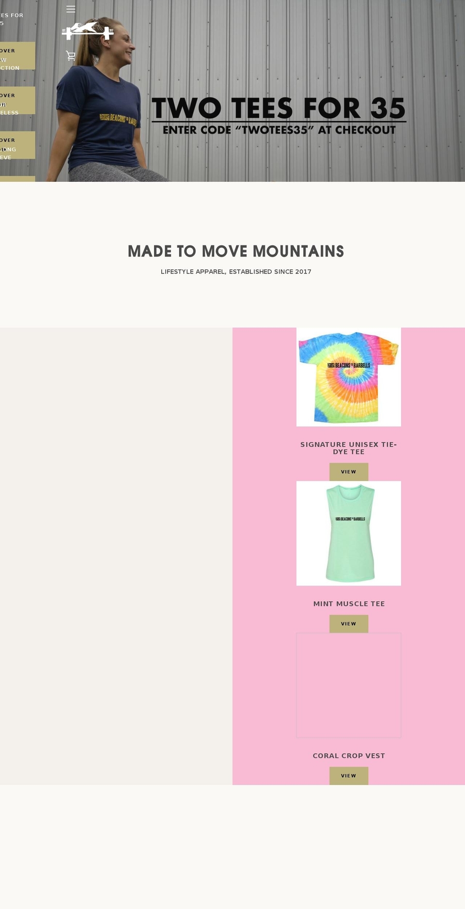 beaconstobarbells.com — Shopify storefront screenshot