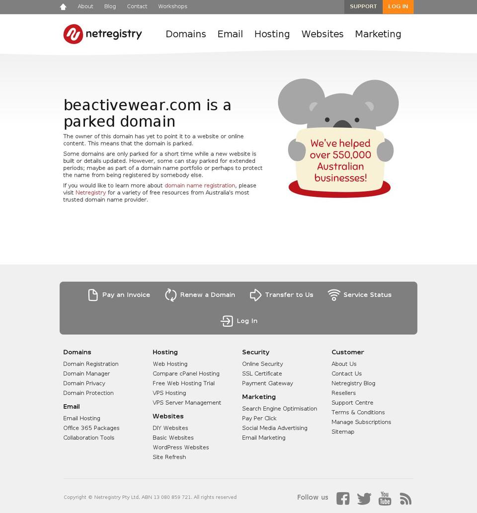 beactivewear.com shopify website screenshot