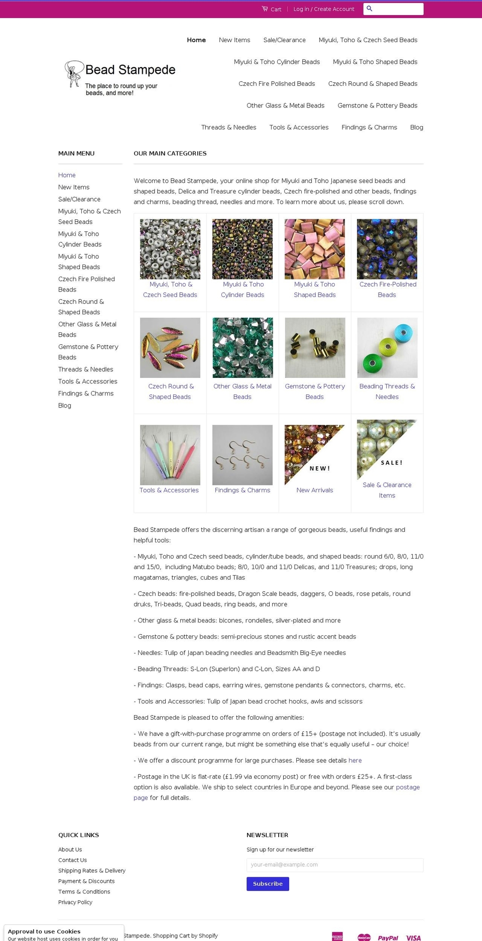 bead-stampede.com shopify website screenshot