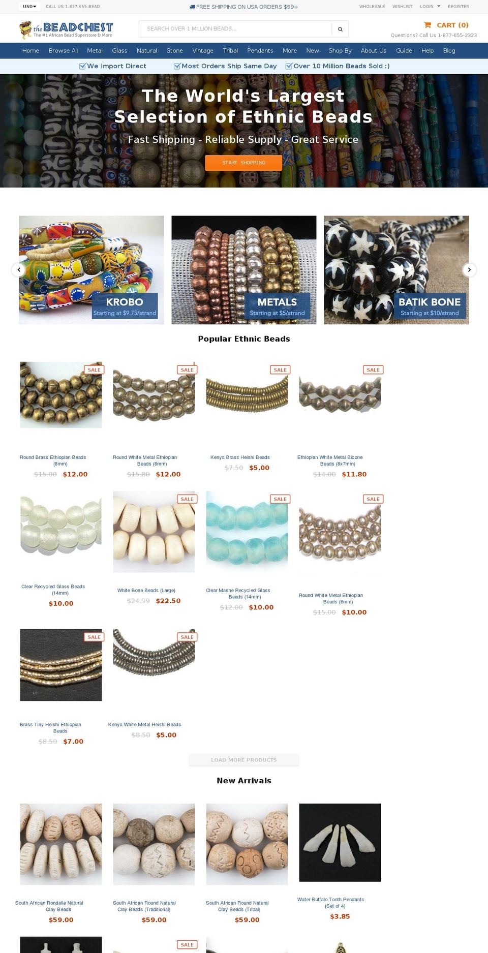 beadchest.com shopify website screenshot