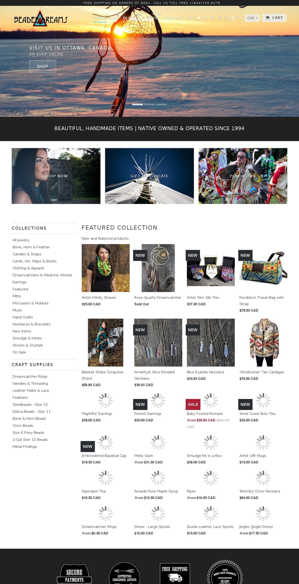 beadeddreams.com shopify website screenshot