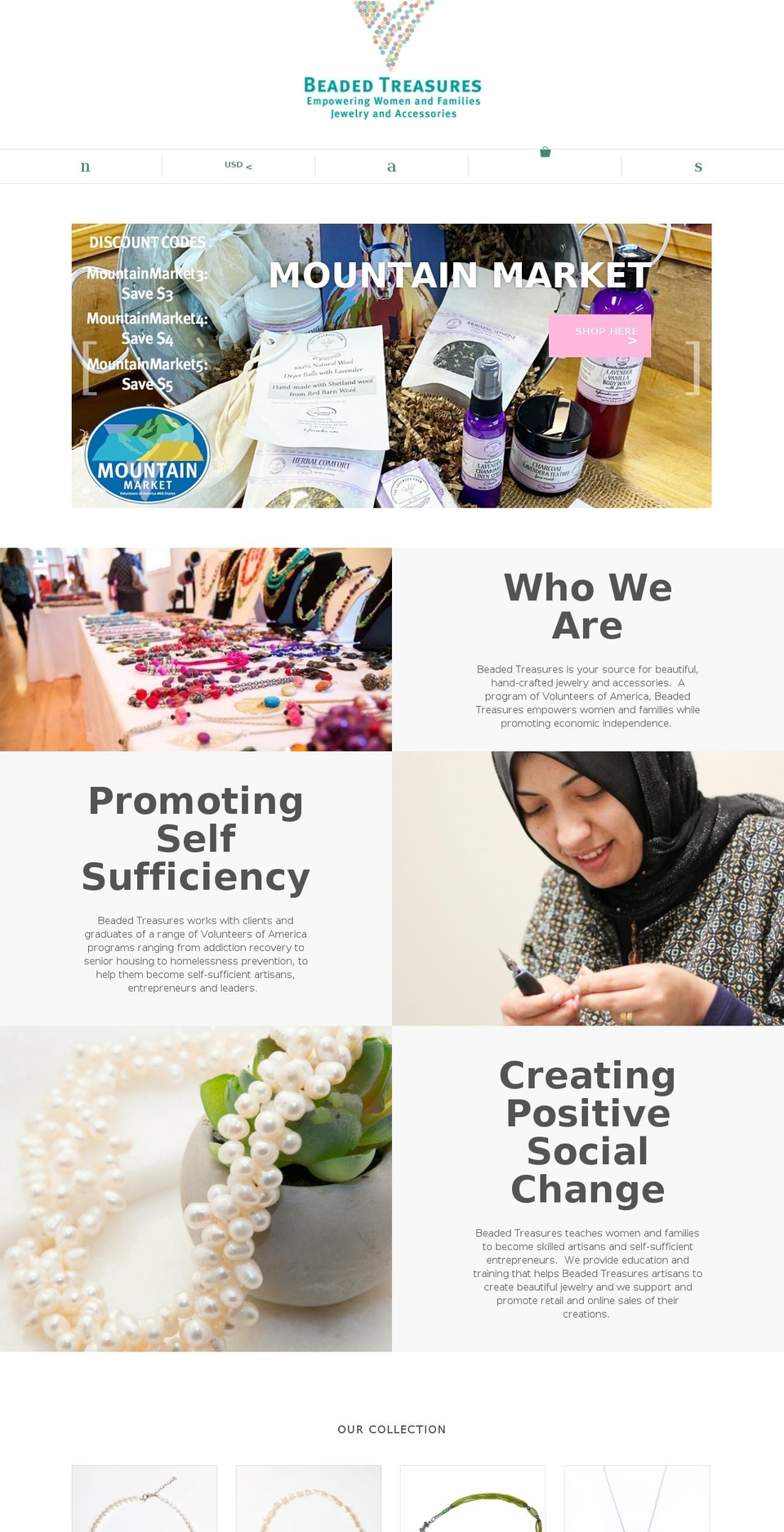 beadedtreasures.org shopify website screenshot