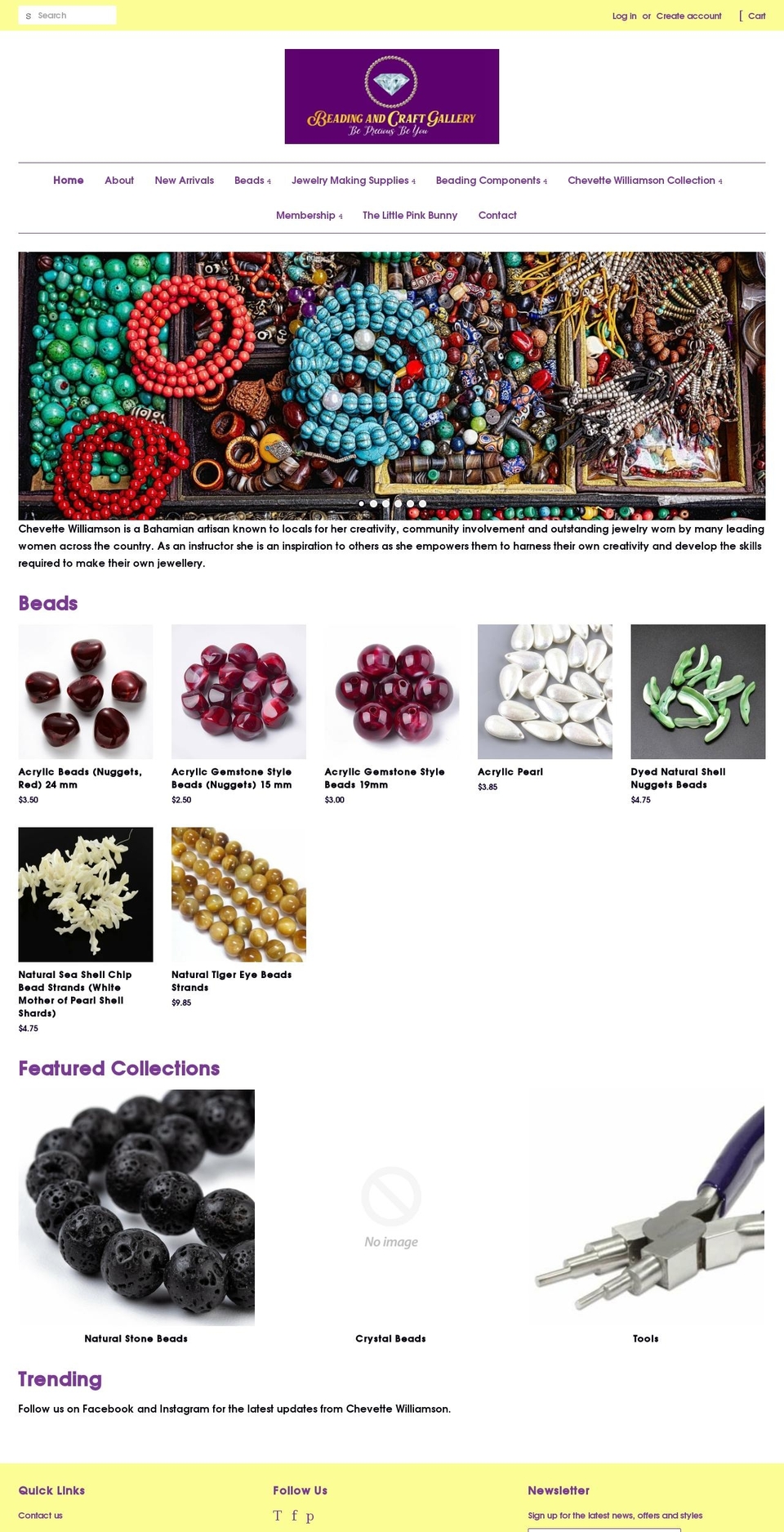 beadingandcraftgallery.com shopify website screenshot