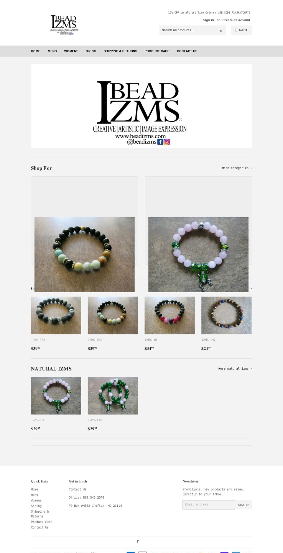 beadizms.com shopify website screenshot