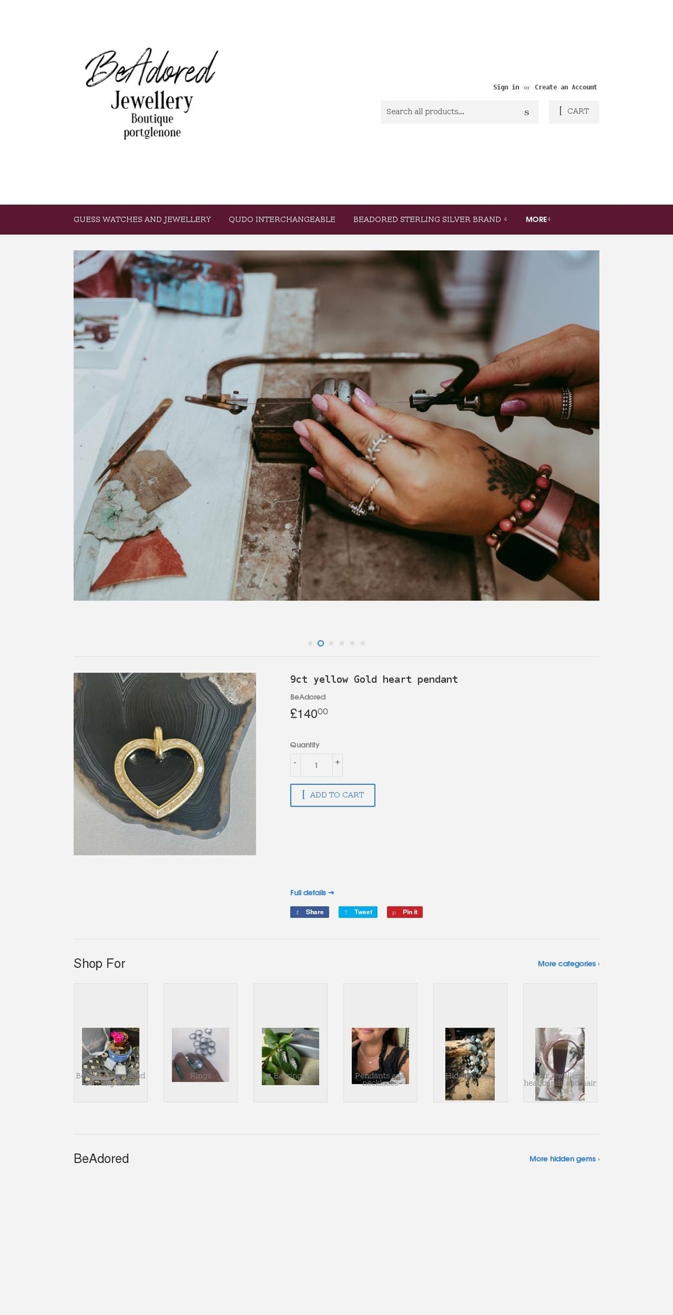 beadoredjewellery.com shopify website screenshot