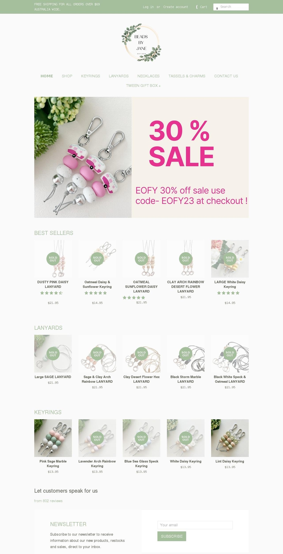 beadsbyjane.com.au shopify website screenshot