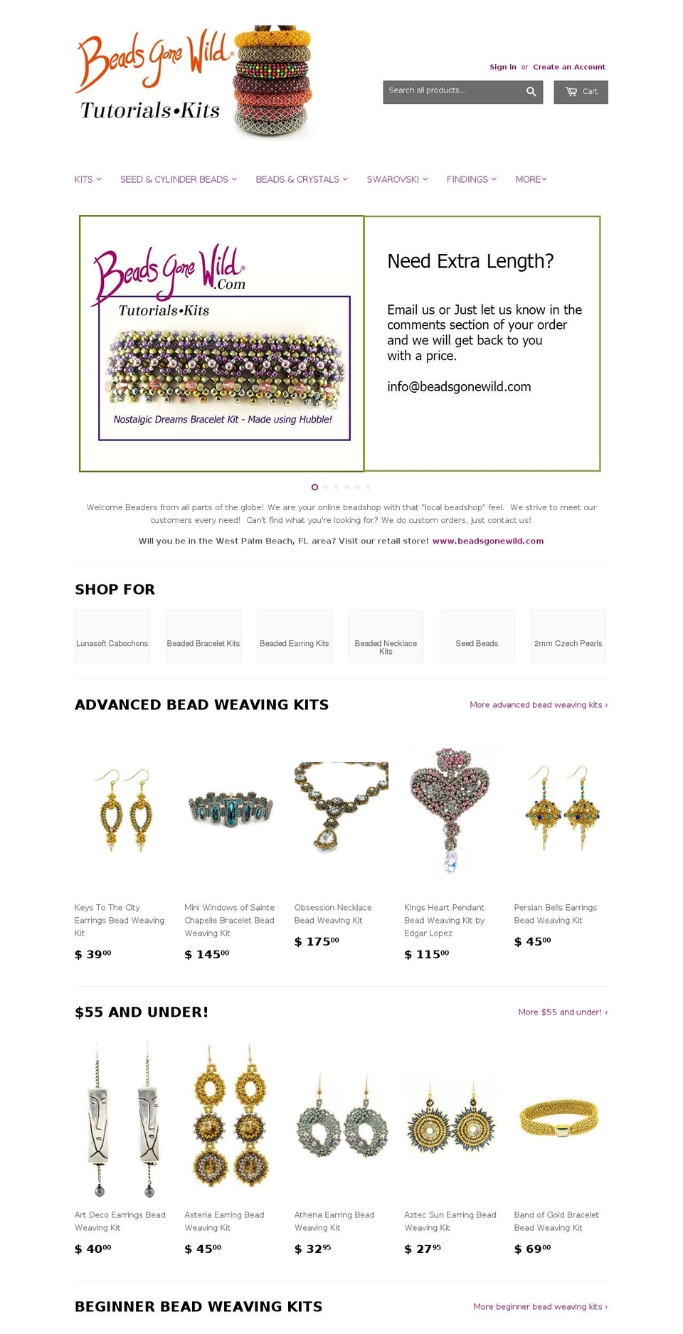 beadsgonewildstore.com shopify website screenshot