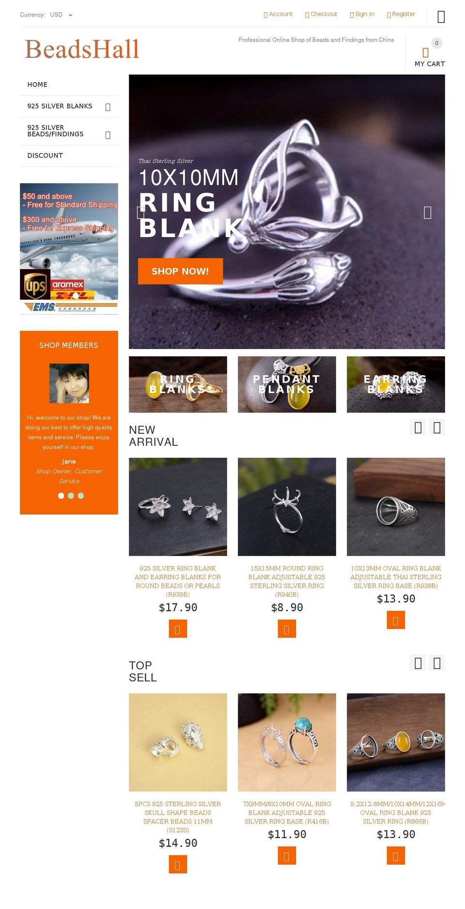 beadshall.com — Shopify storefront screenshot