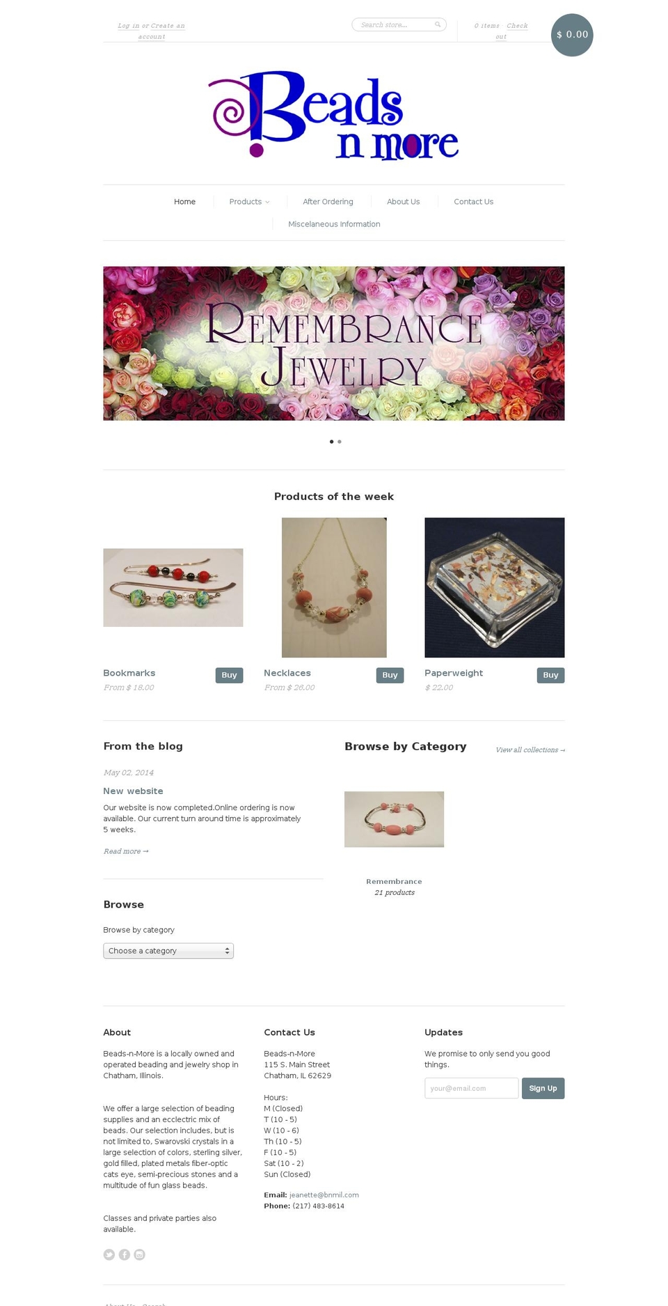 new standard Shopify theme site example beadsnmoreil.com