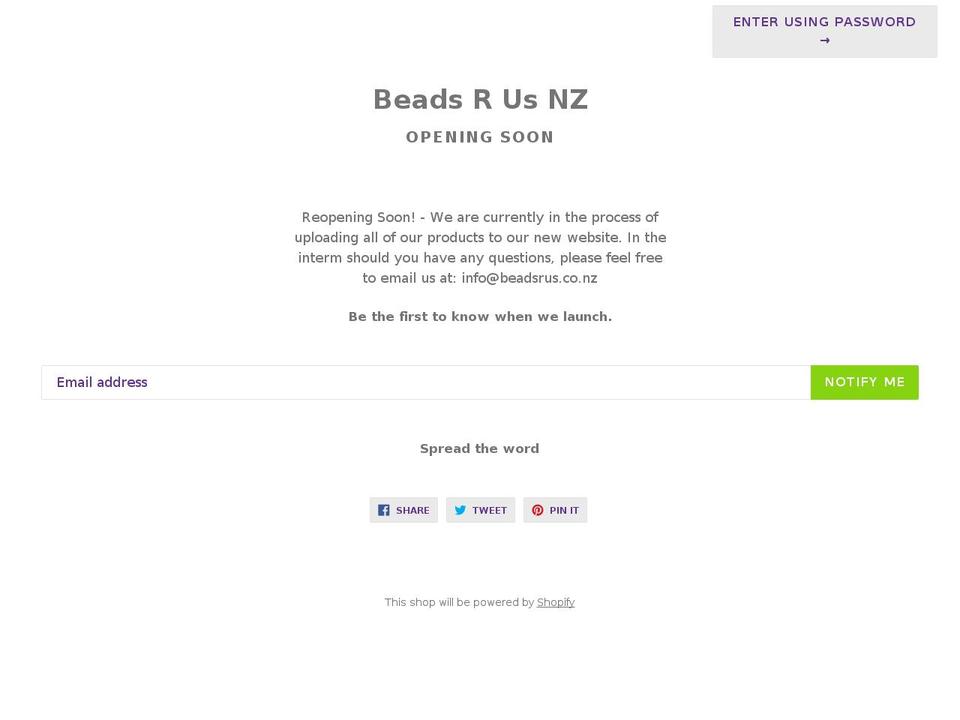 beadsrus.co.nz shopify website screenshot