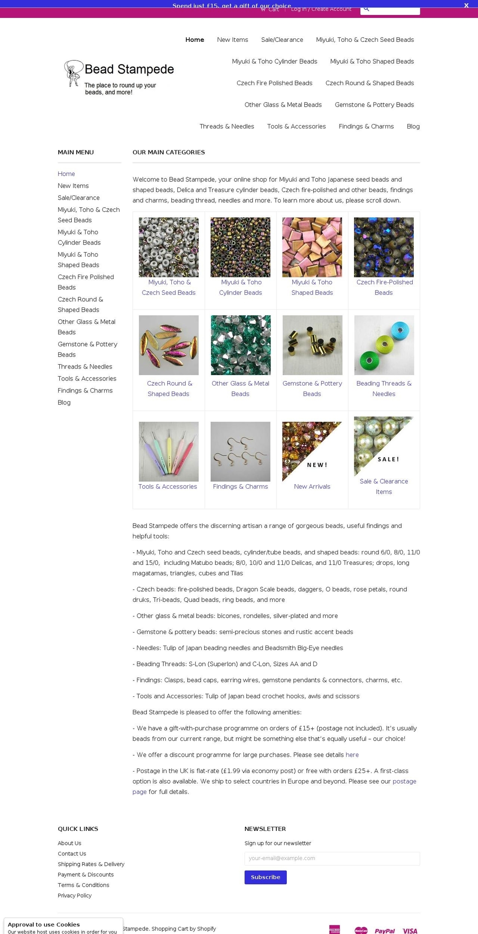 beadstampede.com shopify website screenshot
