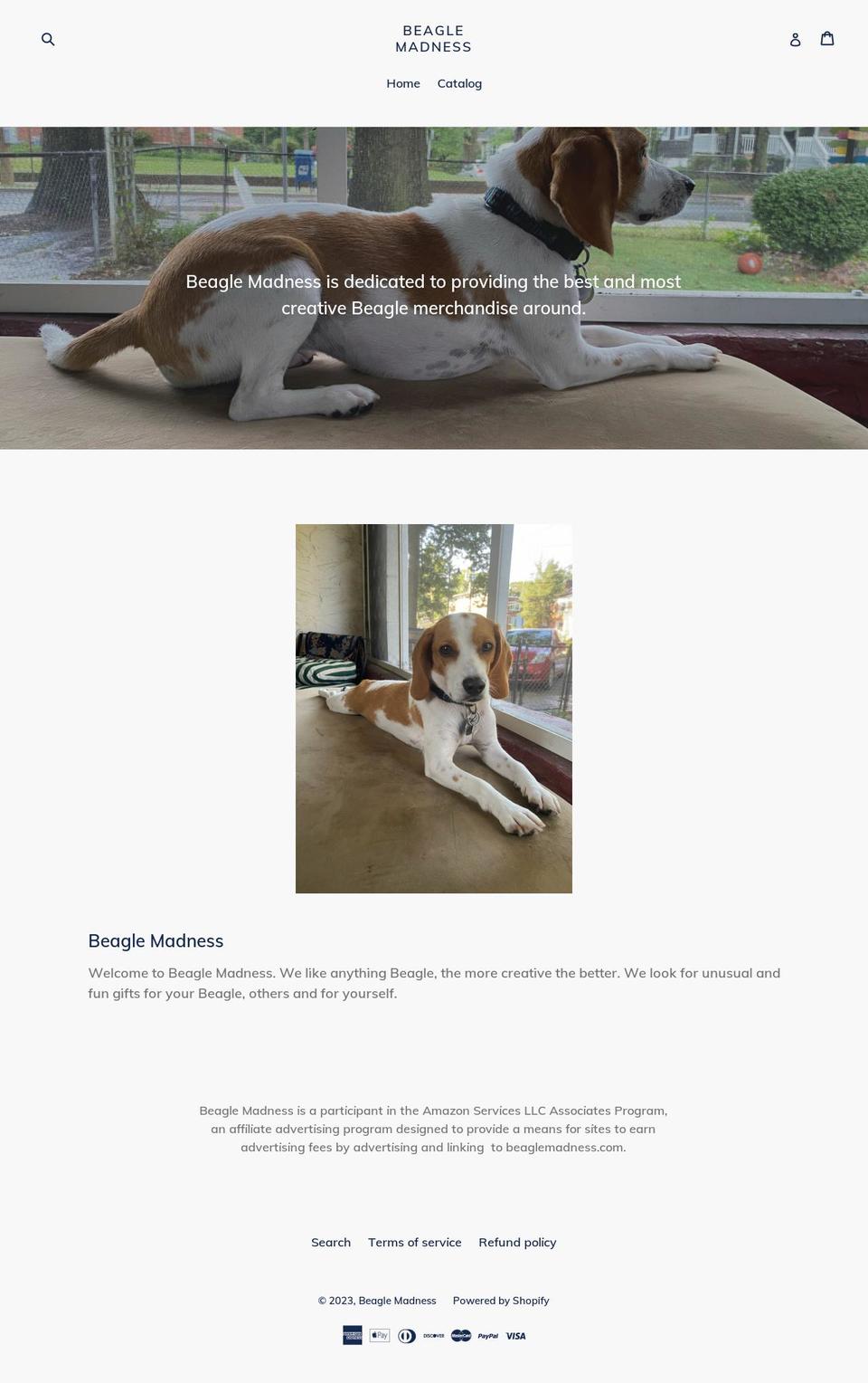 beaglemadness.shop shopify website screenshot