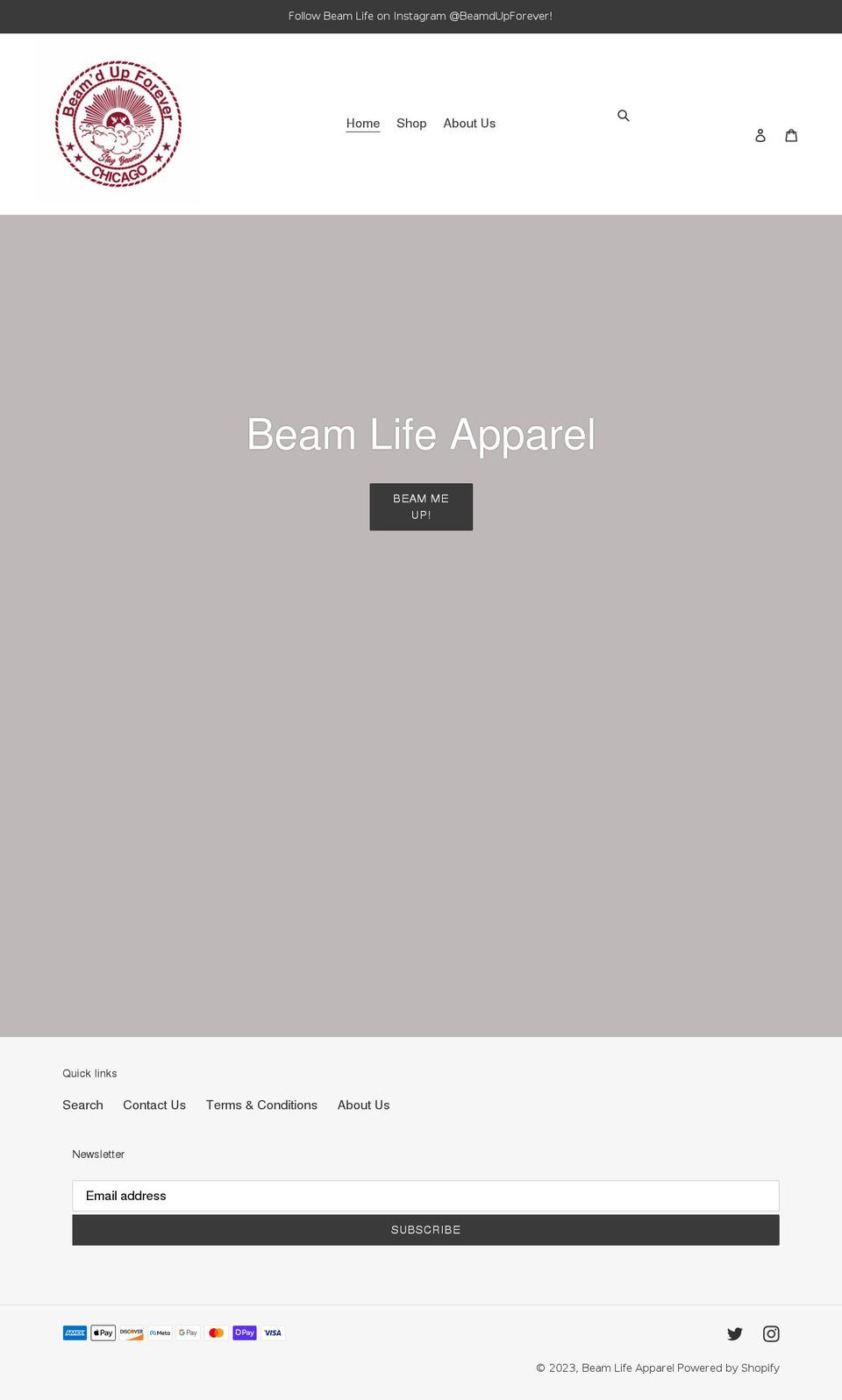 beamlifeapparel.com shopify website screenshot