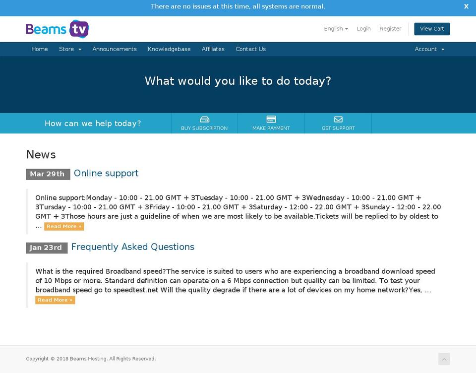 beams-tv.com shopify website screenshot