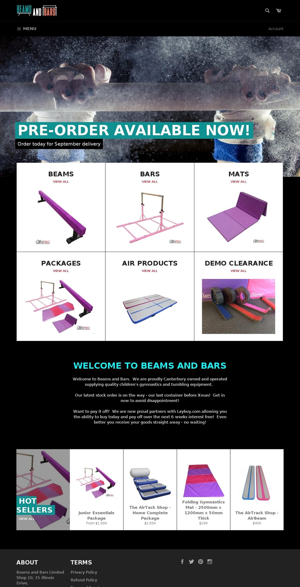beamsandbars.com — Shopify storefront screenshot