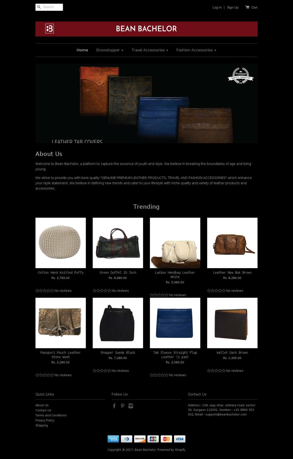 beanbachelor.com shopify website screenshot