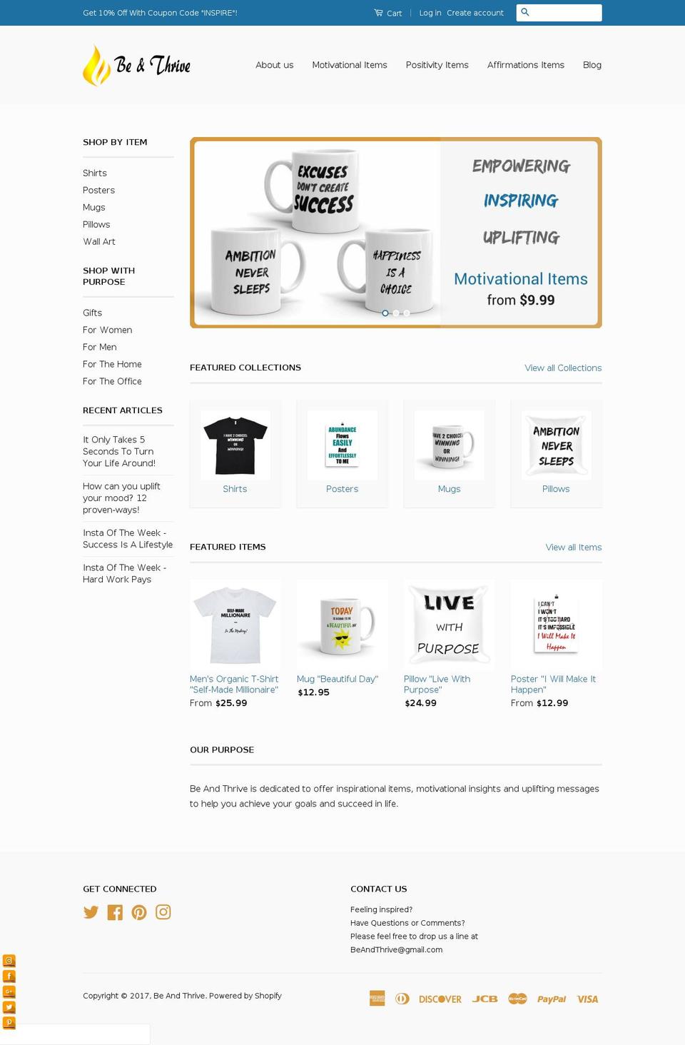 beandthrive.com shopify website screenshot