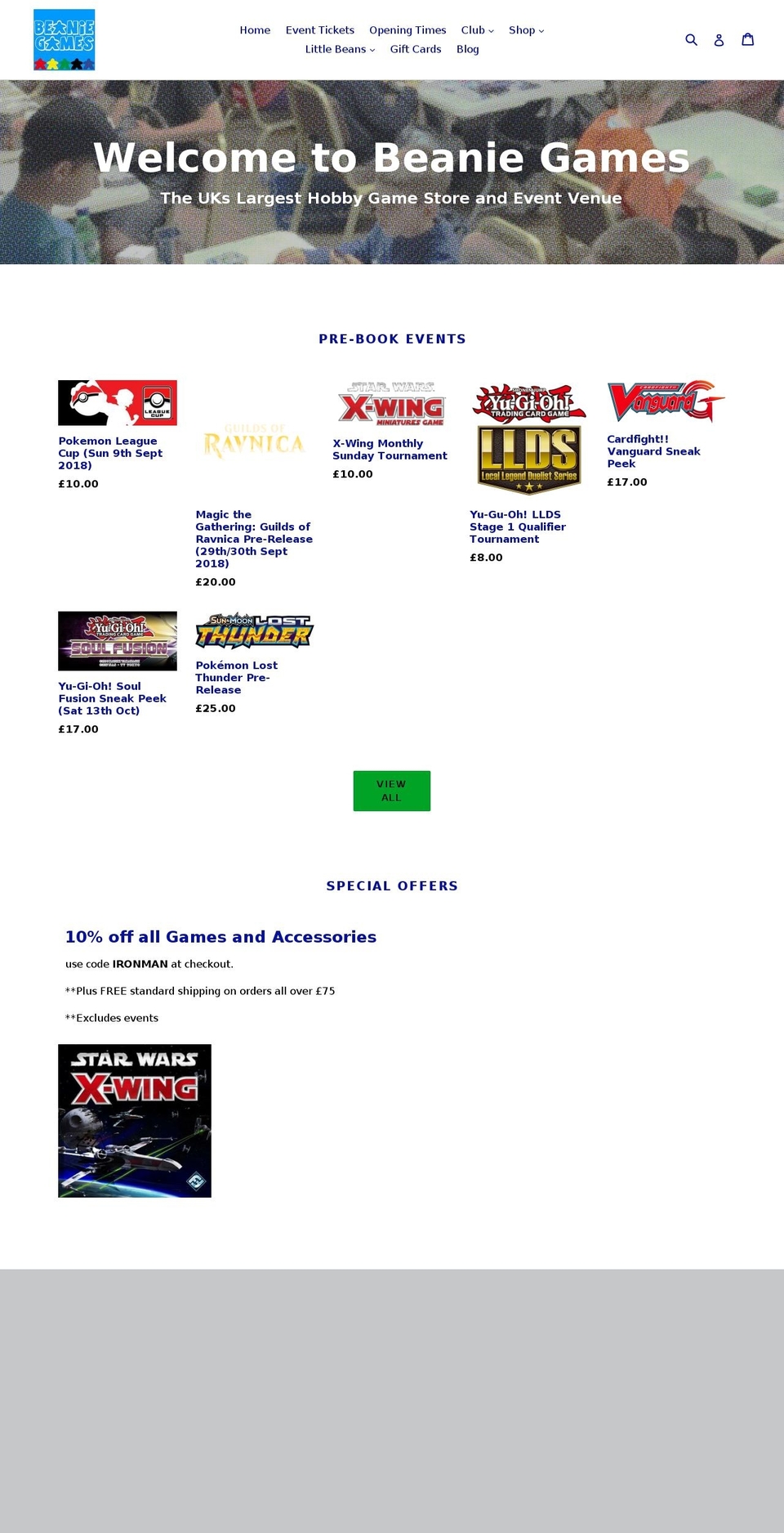beaniegames.com — Shopify storefront screenshot