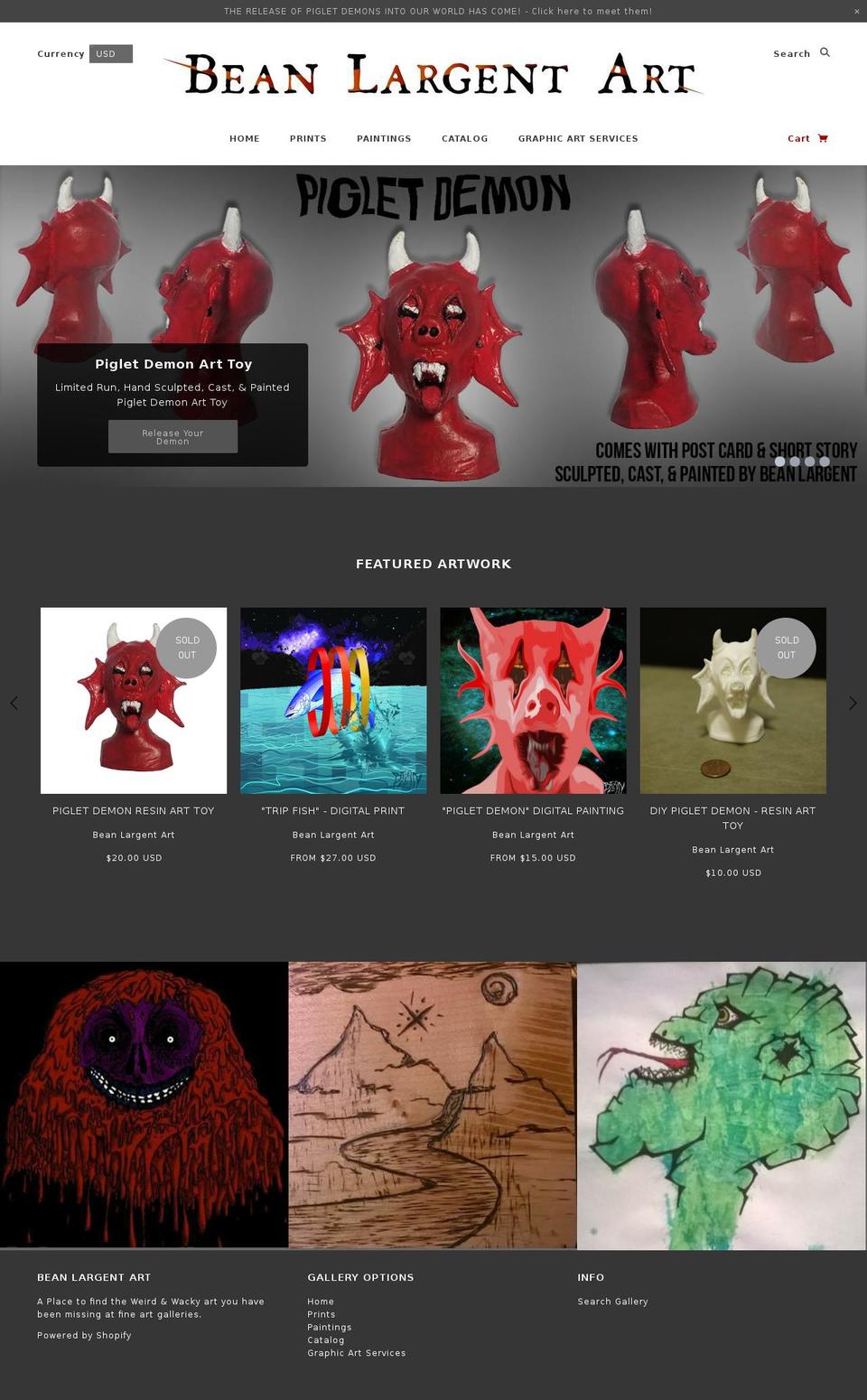 beanlargentart.com — Shopify storefront screenshot