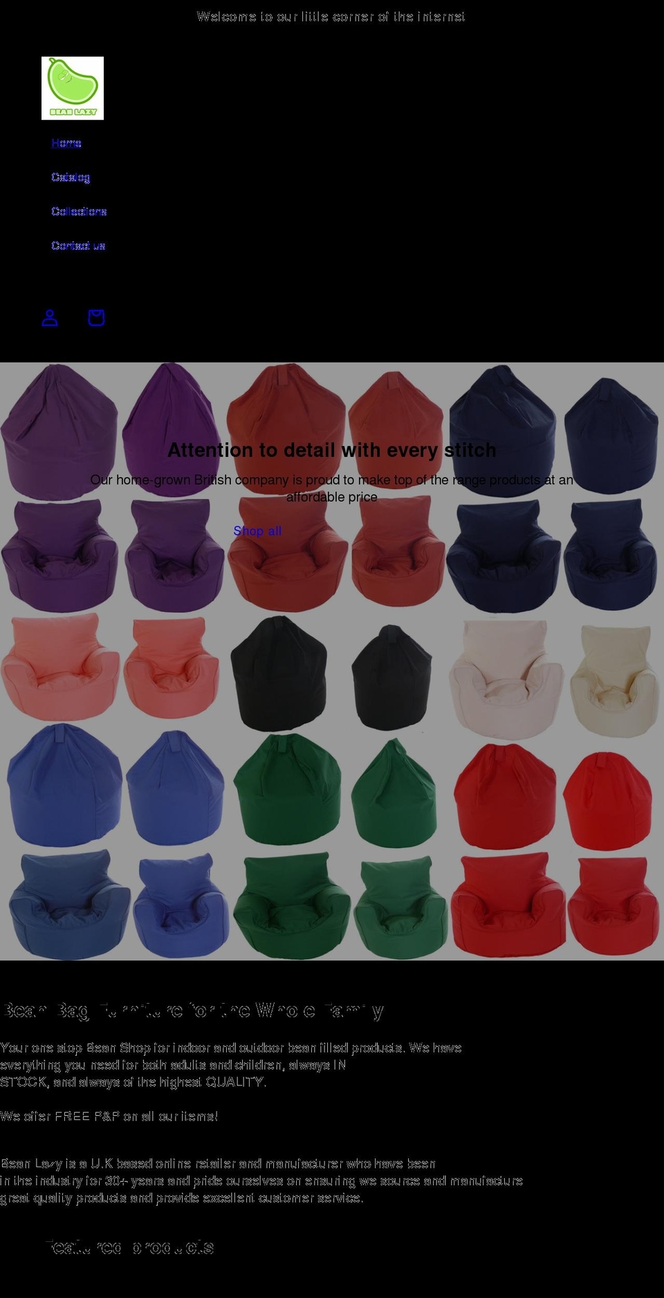 beanlazy.com shopify website screenshot