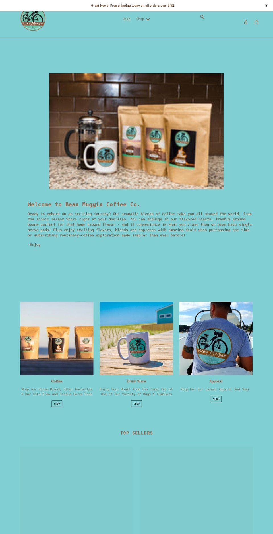 beanmuggincoffeeco.com shopify website screenshot