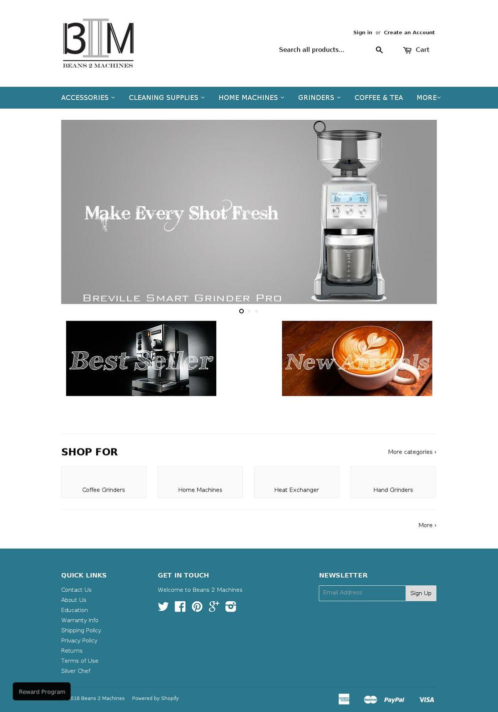 beans2machines.com — Shopify storefront screenshot