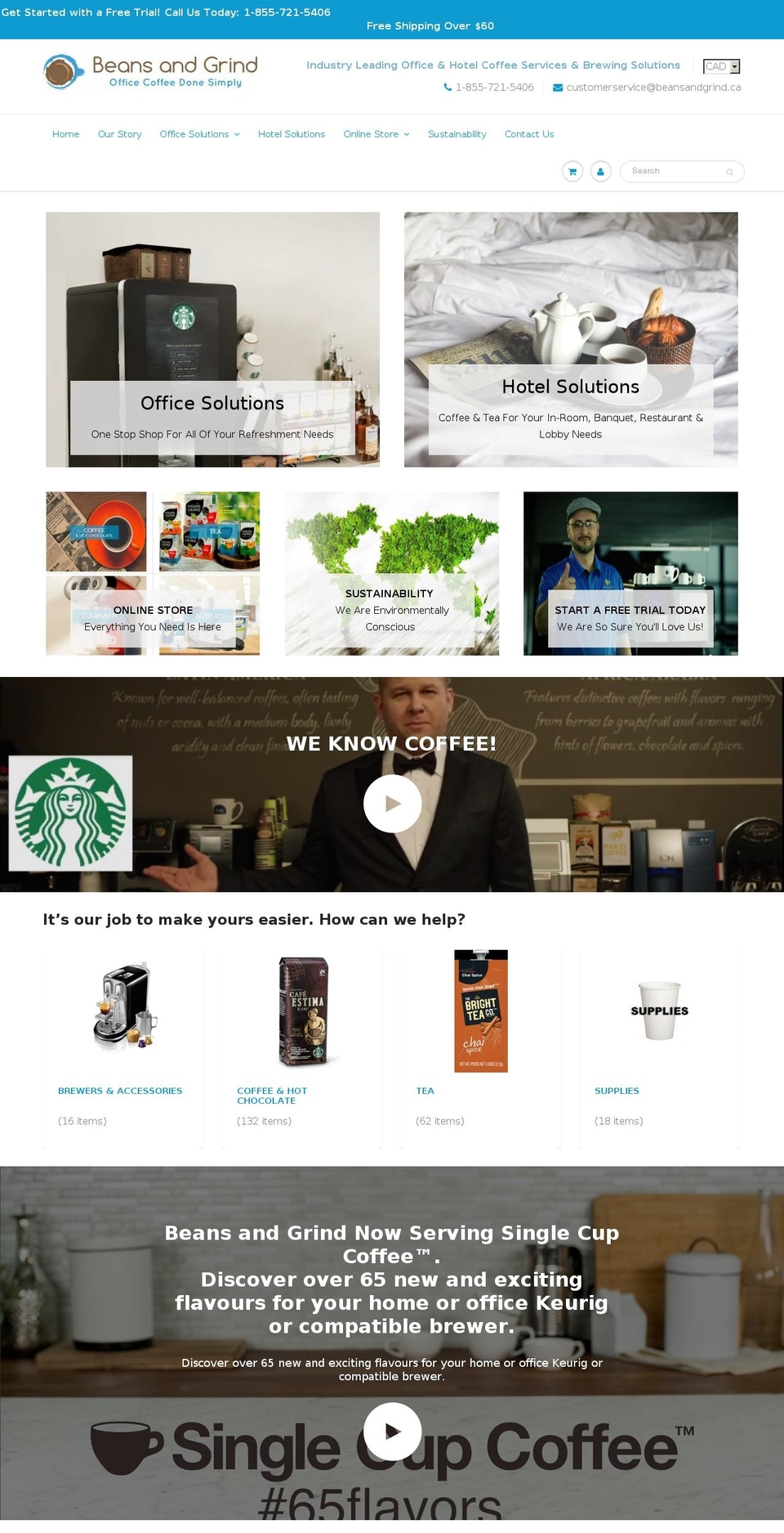 beansandgrind.ca shopify website screenshot