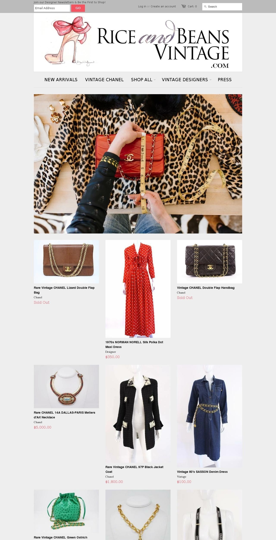beansricevintage.com — Shopify storefront screenshot
