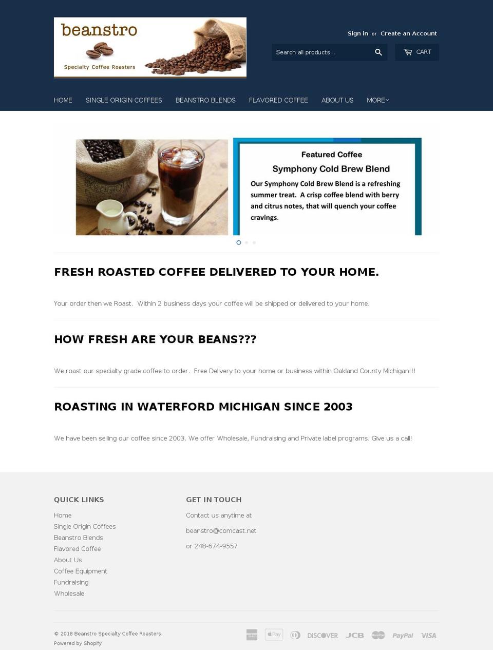 beanstrocoffee.com shopify website screenshot
