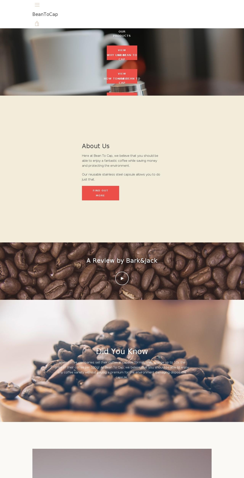 beantocap.com — Shopify storefront screenshot