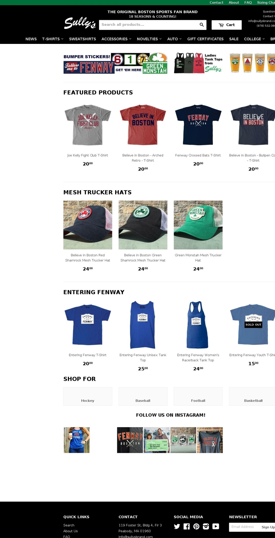 Sully's Brand Shopify theme site example beantowntee.com