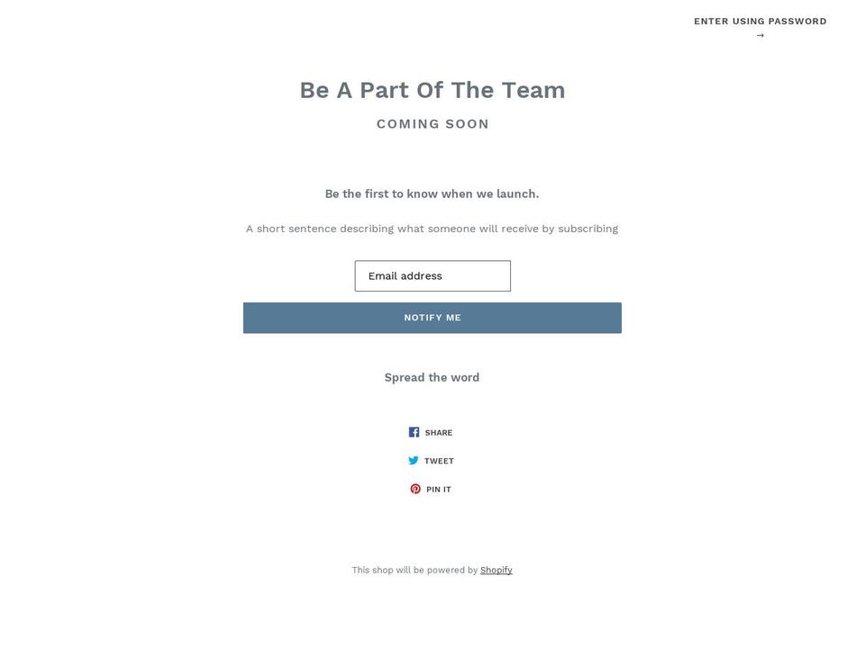 beapartoftheteam.com — Shopify storefront screenshot