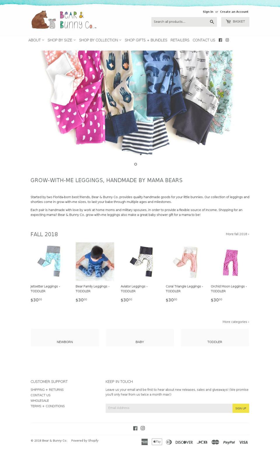 bearandbunnyco.com — Shopify storefront screenshot