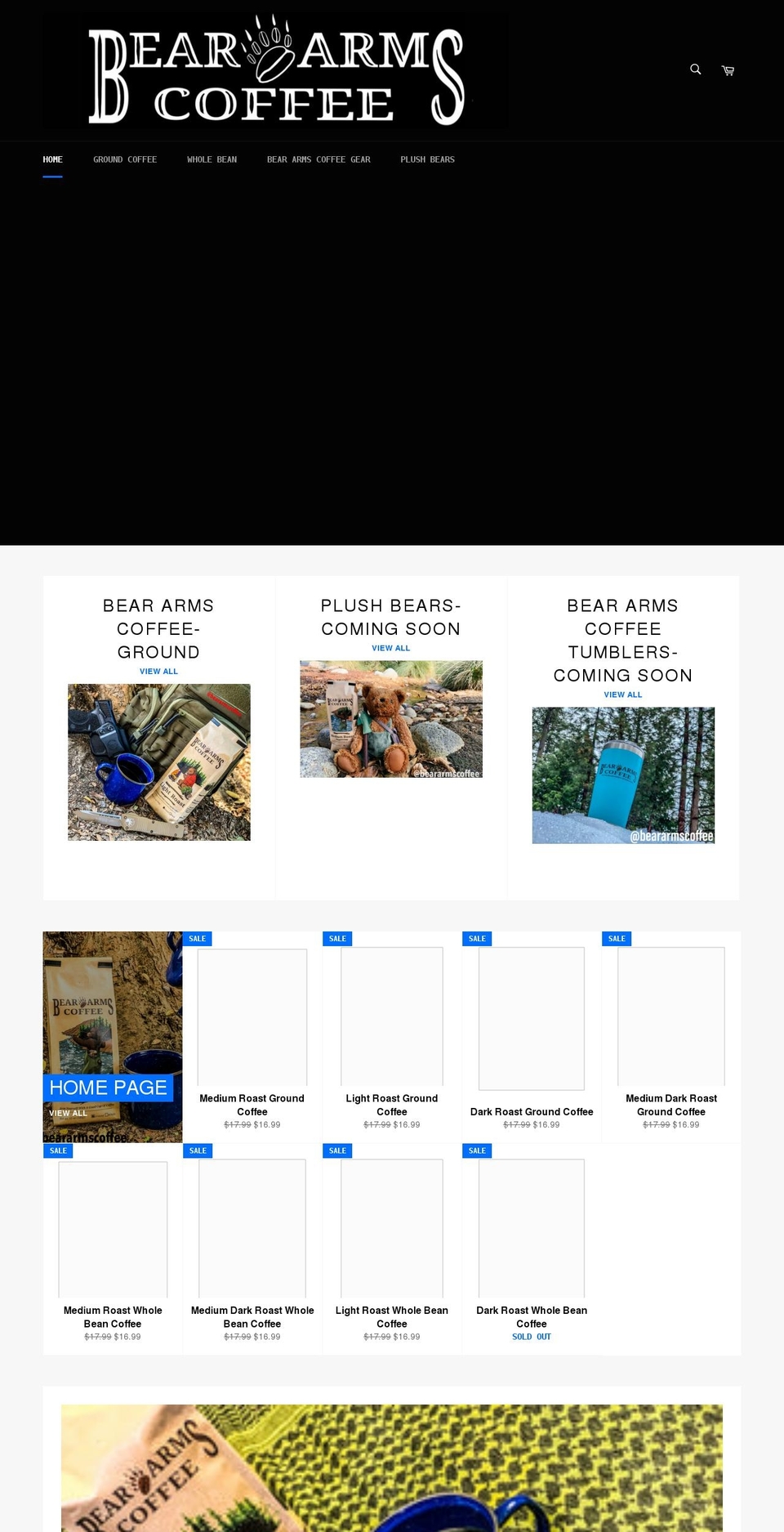 beararmscoffeeco.com shopify website screenshot