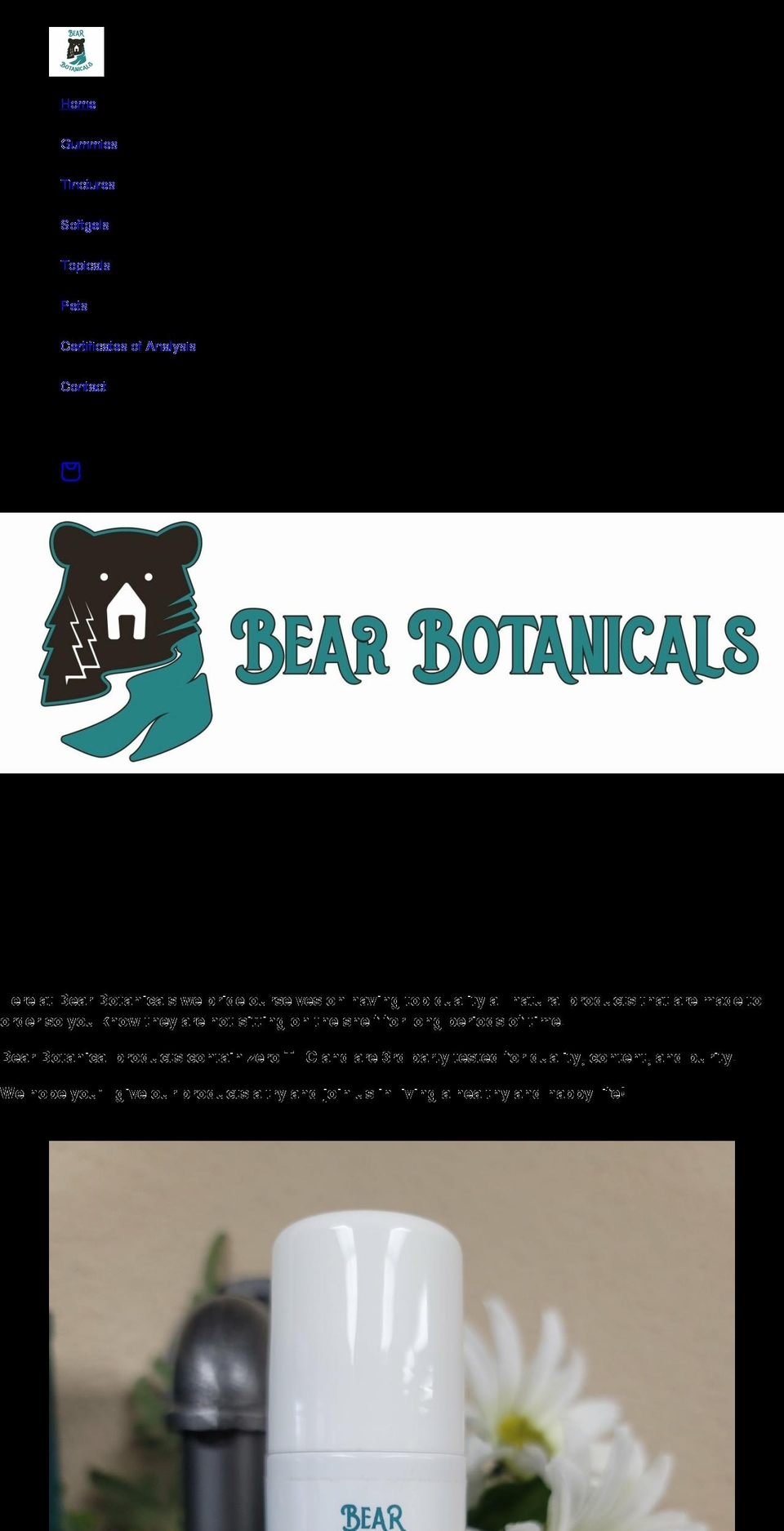 bearbotanicalscbd.com shopify website screenshot