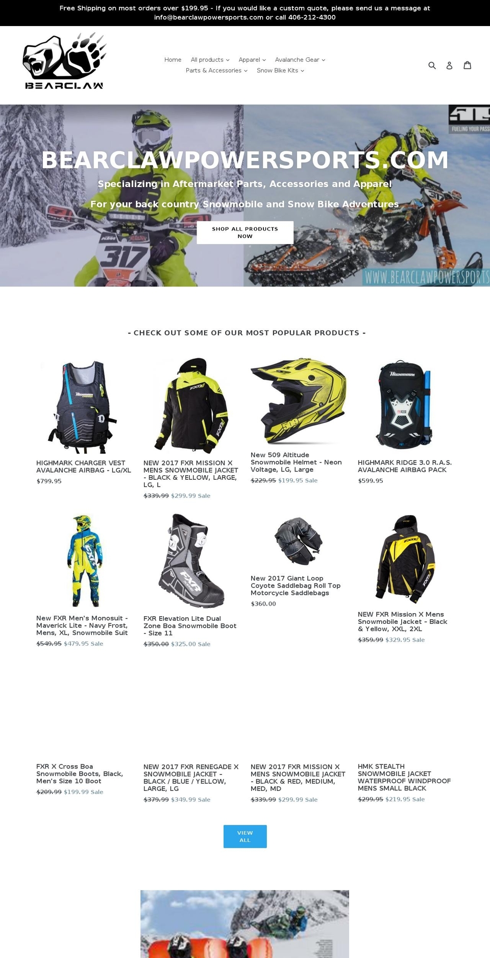 bearclawpowersports.com — Shopify storefront screenshot