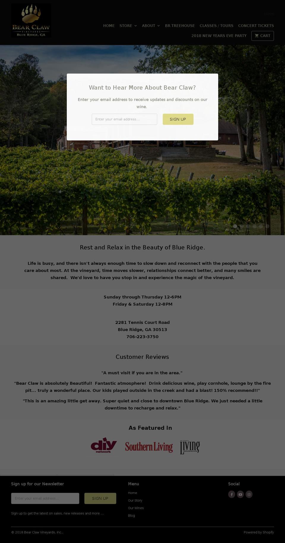 bearclawwine.com — Shopify storefront screenshot