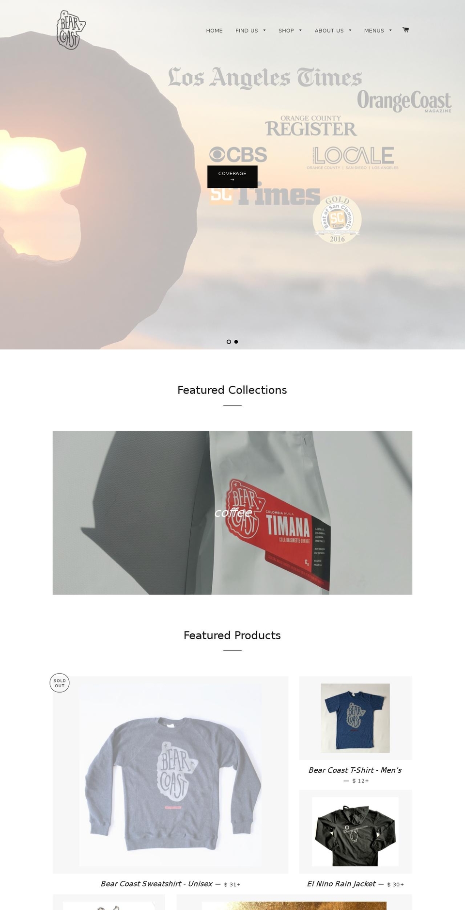 bearcoastcoffee.com shopify website screenshot