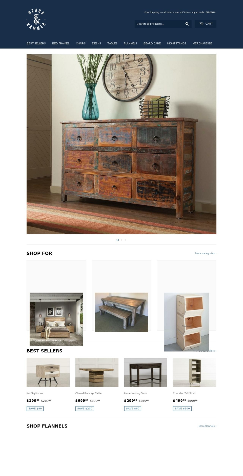 beardandhammer.com shopify website screenshot